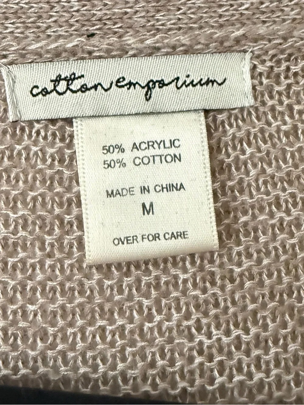 Cotton Emporium Open Front Long Cardigan Sweater Beige Taupe Women’s Size Medium
